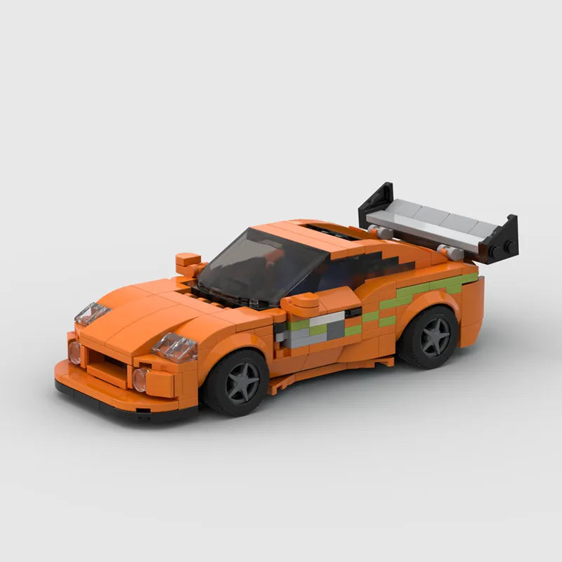 Moc rápido e furioso1 supra carro esportivo veículo velocidade campeão racer blocos de construção tijolo criativo garagem brinquedos para meninos presentes