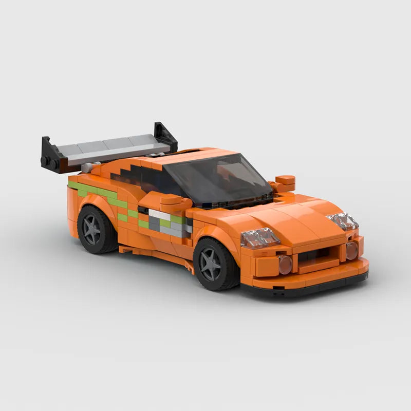 Moc rápido e furioso1 supra carro esportivo veículo velocidade campeão racer blocos de construção tijolo criativo garagem brinquedos para meninos presentes