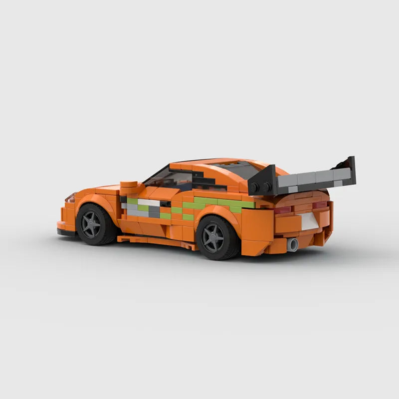 Moc rápido e furioso1 supra carro esportivo veículo velocidade campeão racer blocos de construção tijolo criativo garagem brinquedos para meninos presentes