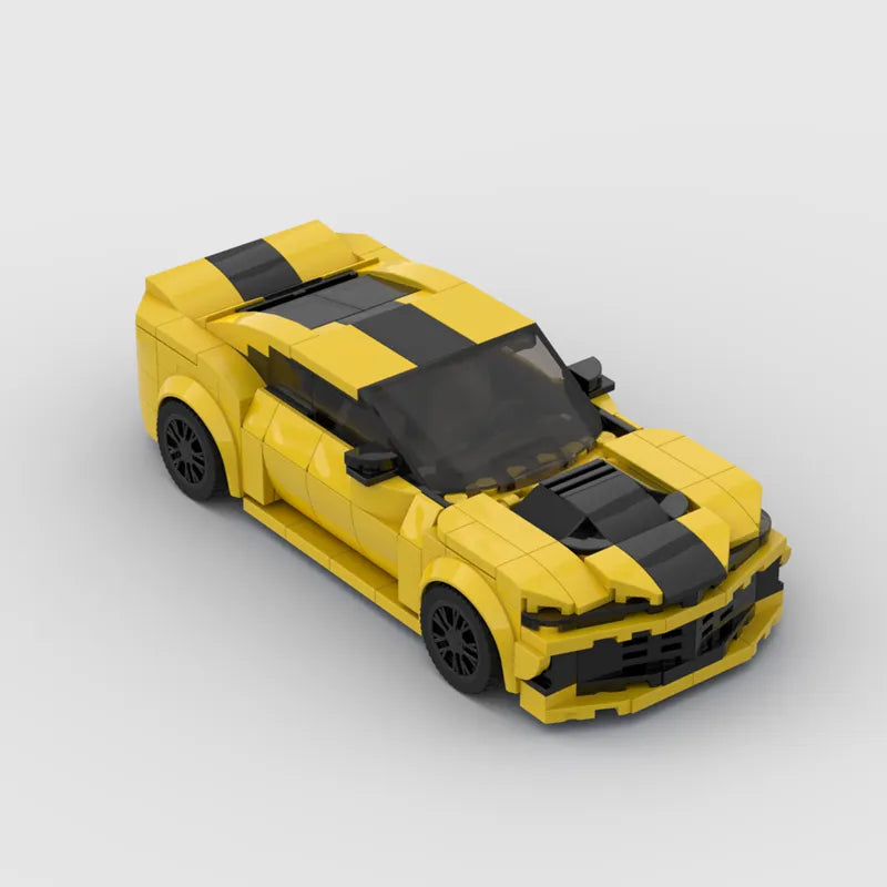 MOC Camaro coche deportivo de carreras vehículo campeón de velocidad Racer bloques de construcción ladrillos creativos juguetes de garaje para niños